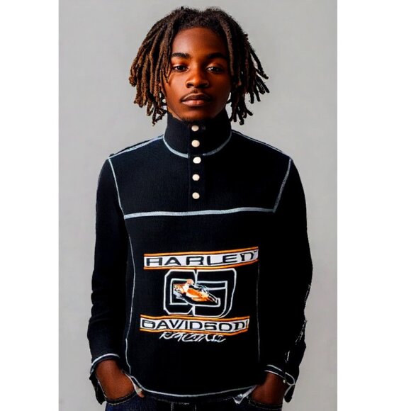 Harley-Davidson Racing Motorcycle Fleece Pull-Over, Size Medium, (10-12) - Picture 3 of 11